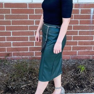 The Limited Green Leather Skirt